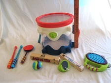 Vtg B. Toys Toy Drum Set. Some Instruments Incomplete with Extra Musical Toys