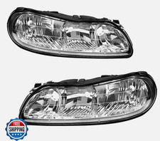 Headlight Assembly Pair Compatible with 1997-2004 Chevy Malibu 97-99 Cutlass