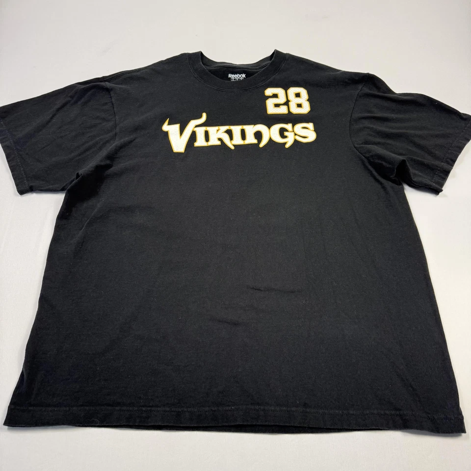 Camisa Reebok Minnesota Vikings Para Hombres XL Negra NFL Fútbol Adrian Peterson #28 Foto 3 de 4