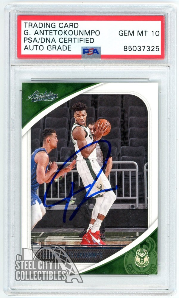 Giannis Antetokounmpo 2020-21 Panini Absolute Autograph Card #55 PSA/DNA 10
