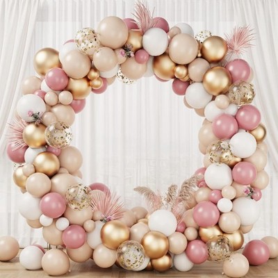 Rosegold Luftballons Bogen Set - 135 Teile Altrosa und Weiß Luftballons Bogen Set mit
