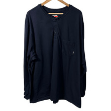 Bulwark FR Long Sleeve Henley Shirt Men s 2XL Navy Blue Cat2 2112
