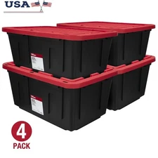 Stackable Plastic Storage Bins W/ Snap Lid Locking System Home & Garden New