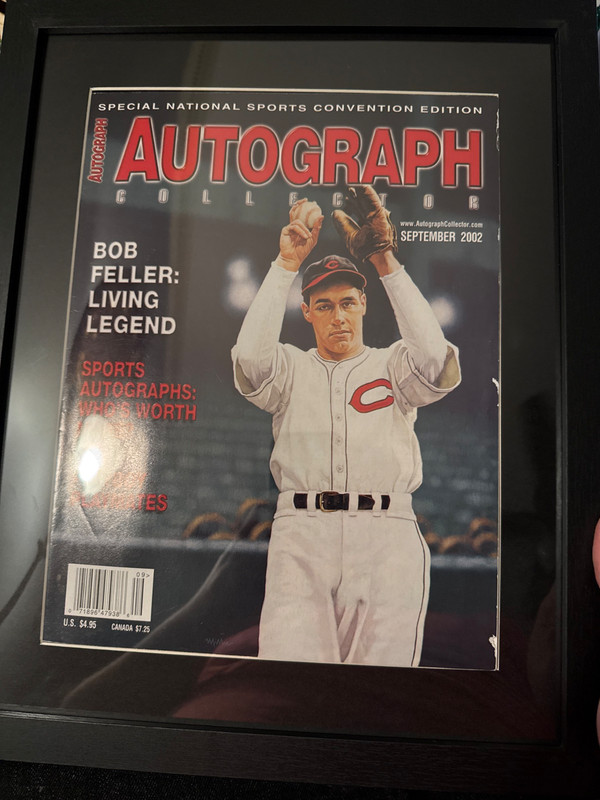 Framed September 2002 issue Autograph Collector Magazine Bob Feller