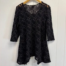 Tianello Lacey Tunic Top Women Small Purple Black Whimsigoth Fairy Grunge Witchy