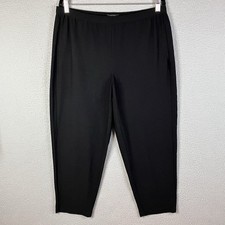 Eileen Fisher Size M Washable Stretch Crepe Pull On Pants Cropped Pockets Black
