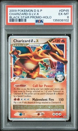 2009 POKEMON DIAMOND & PEARL BLACK STAR PROMO HOLO #DP45 CHARIZARD G LV.X PSA 6