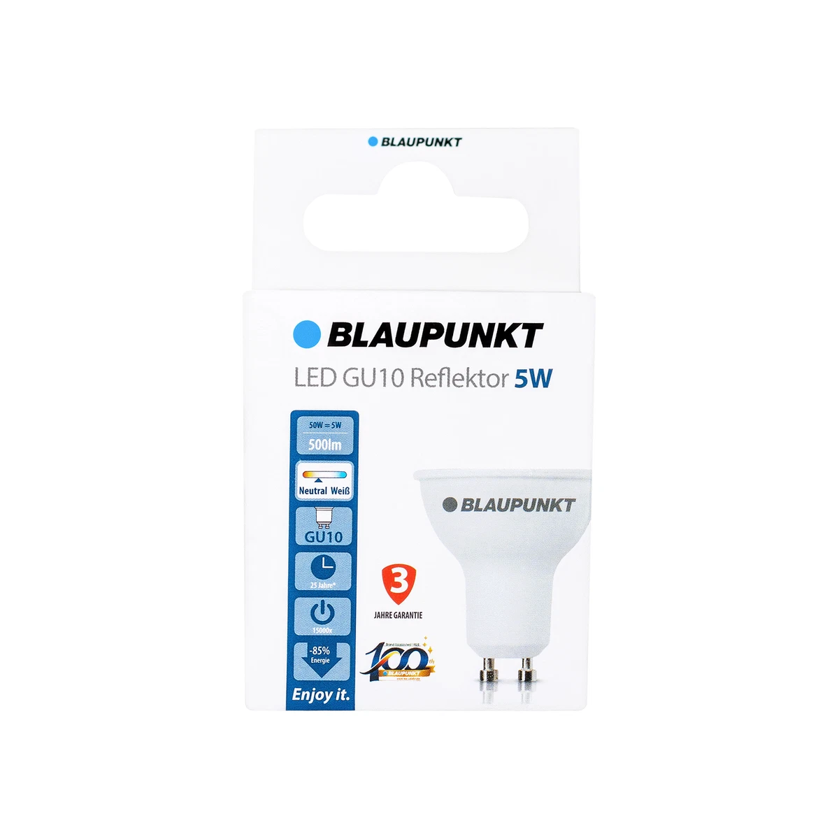 Bombilla Blaupunkt GU10, Lámpara Spot Led Blanco Neutro, 5W, 500 lm, 4000K