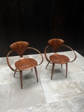 Norman Cherner Mid Century Modern Walnut Armchairs Set of 2