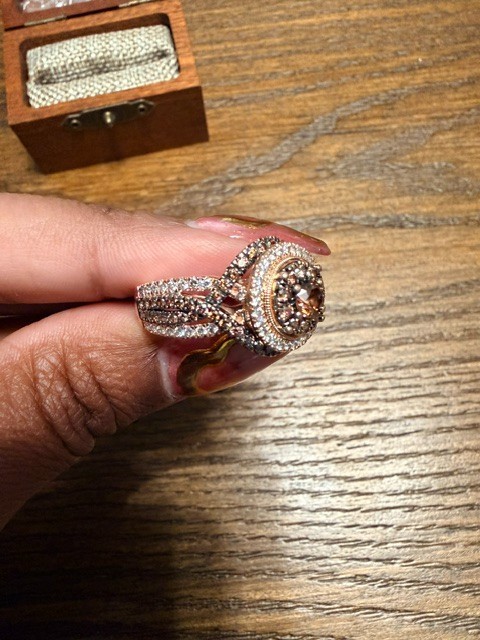 Le Vian inspired engagement wedding 14k rose gold ring size 7 chocolate diamonds