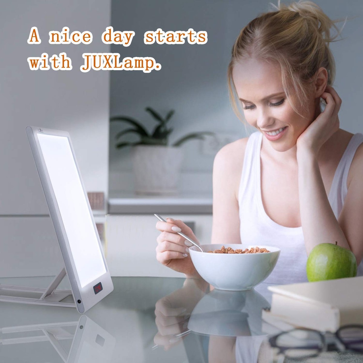 JUXLamp Bright Light Therapy Lamp 12000 Lux - Sunrise Alarm Clock