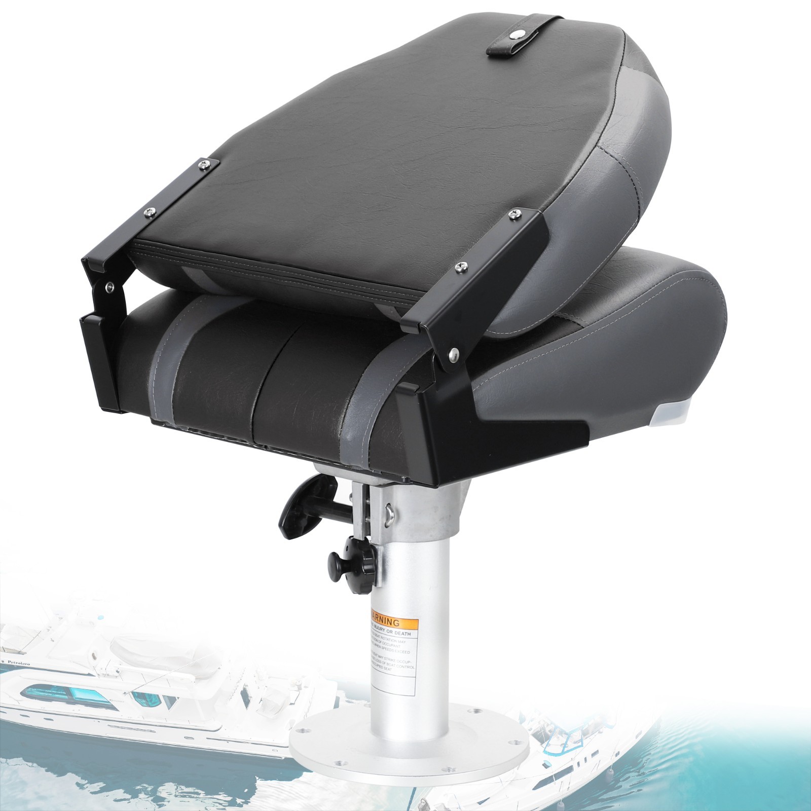 NORTHCAPTAIN Deluxe Charcoal/Black High Back Folding Boat Seat, 2 Seats