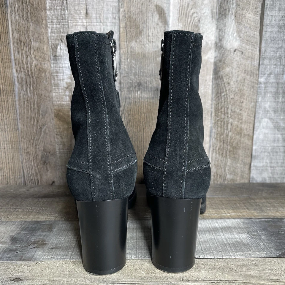 Mujeres Blondo Reilly Negro Gamuza Impermeable Cremallera Tacón Botas Botines Talla 10 M Foto 4 de 4