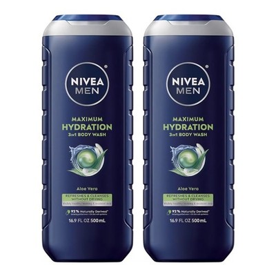 (2) Nivea Men Maximum Hydration 3 in 1 Body Wash, 16.9 oz