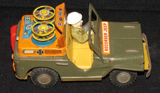 Recorder Jeep vintage Army Jeep Tin Friction Toy Made in Japan; 7.5"