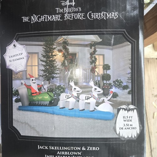 Gemmy Christmas Airblown Jack Skellington And Zero Sleigh Scene Colossal Inflate - Bild 10 von 12