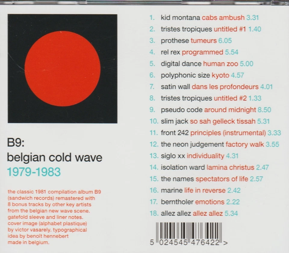 CD B9 BELGIAN COLD WAVE 1979 - 1983 Electro Minimal 80er Synth-Pop POST - PUNK - Bild 2 von 2