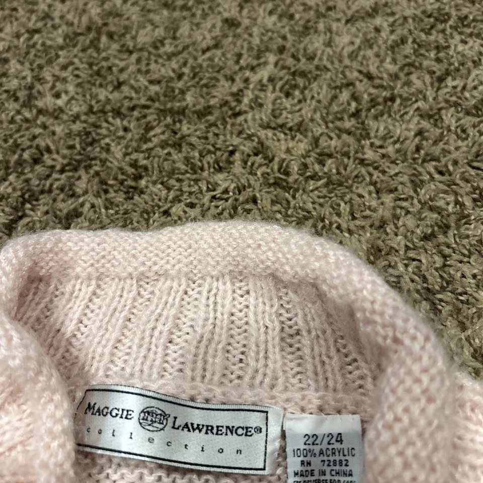 Винтажный женский свитер Maggie Lawrence 22/24 акриловый розовый вязаный крючком Cottagecore B20 - Изображение 2 из 3