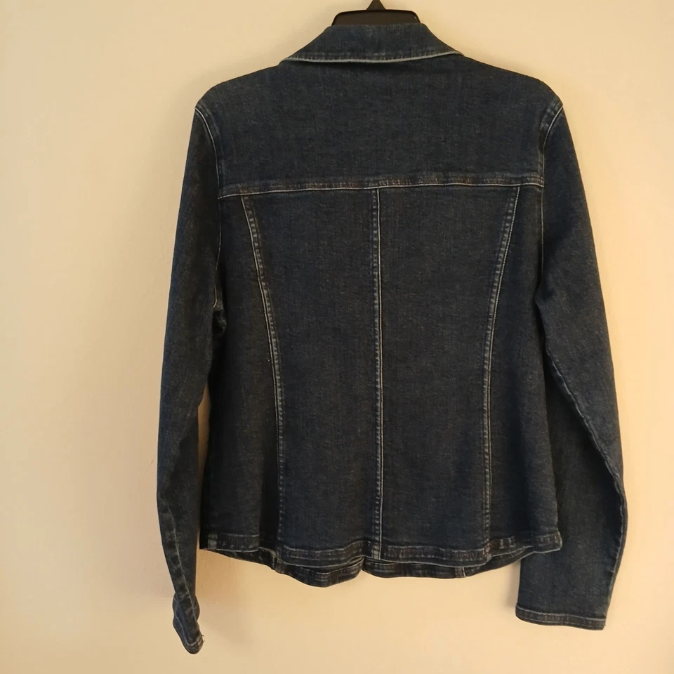 Chaqueta blazer de mezclilla elástica August Max para mujer talla 2X bolsillos Foto 2 de 4