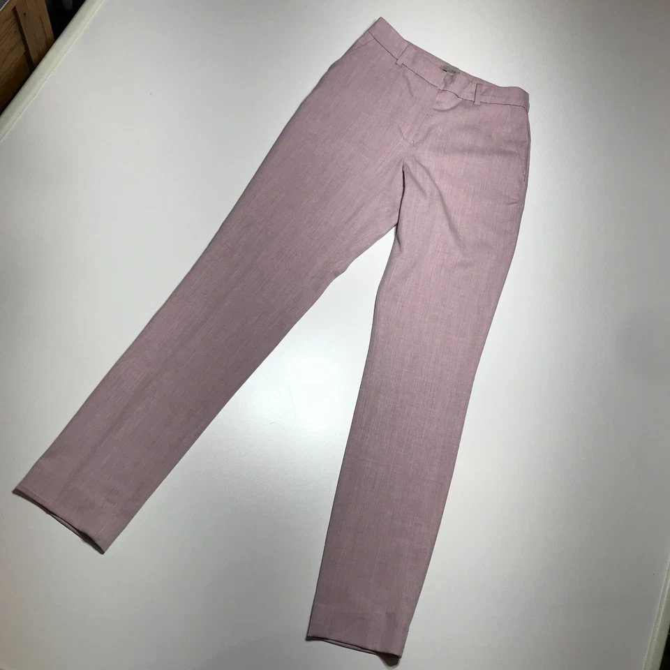 Pantalones de vestir H&M talla 0 calce ajustado tiro alto rosa malva pantalones elásticos esenciales Foto 2 de 4