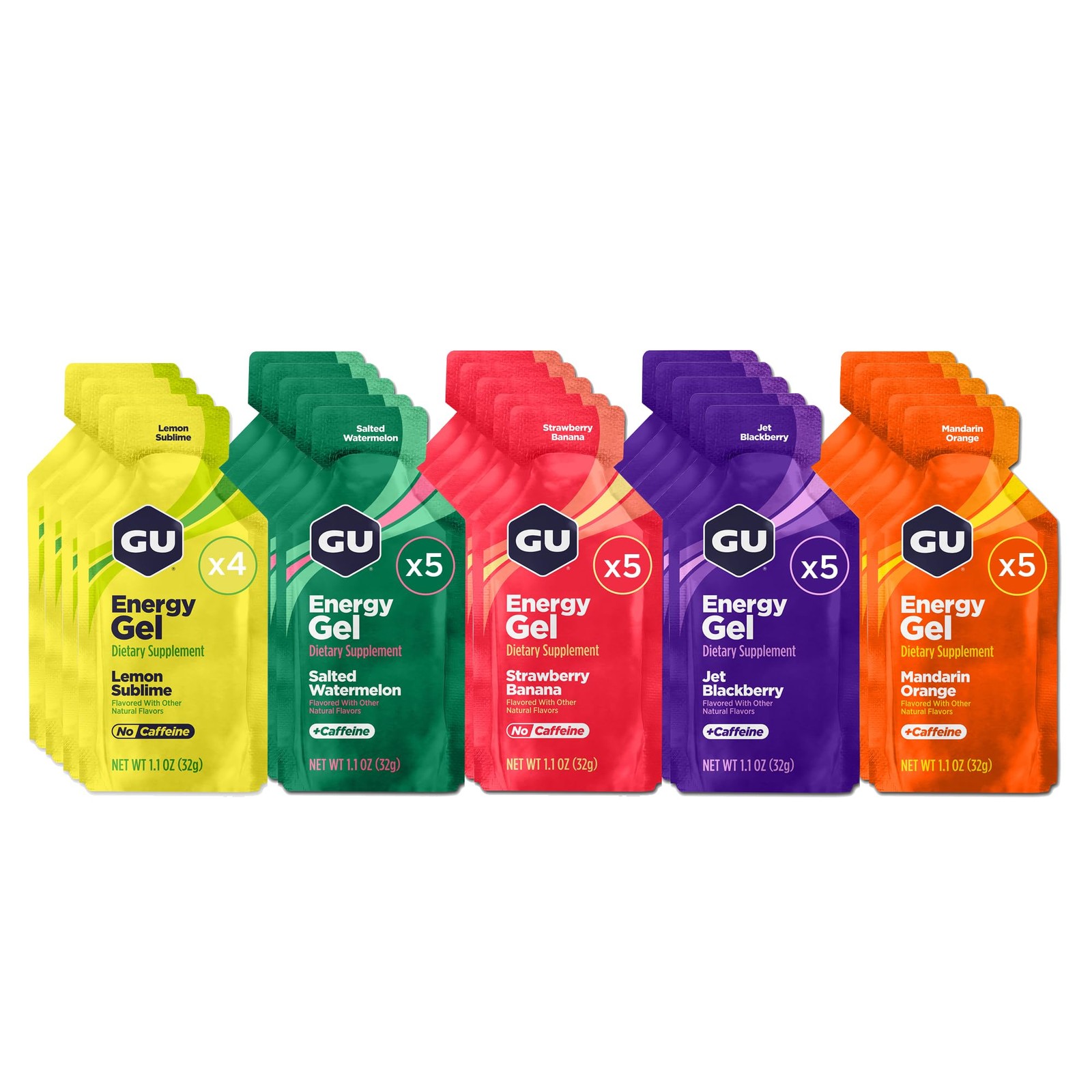 Energy Gels Original Assorted Fruity Flavors 24 Count 1.1oz GU