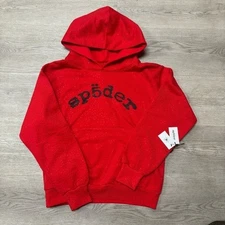 Sp5 American style trendy hoodie casual loose fit VVS Red branch studded