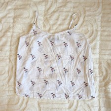 Abercrombie Fitch Floral Adjustable Strap Camisole Tank White XXS