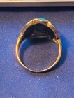 Sz 10 Native American Style Turquoise & Coral Inlay .925 Sterling Silver Ring — photo 4