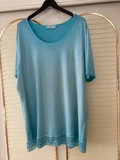 Damen Stretch Long T-Shirt Gr. 52 von Pfeffinger, kurzarm, Spitze s. Art-Beschr.
