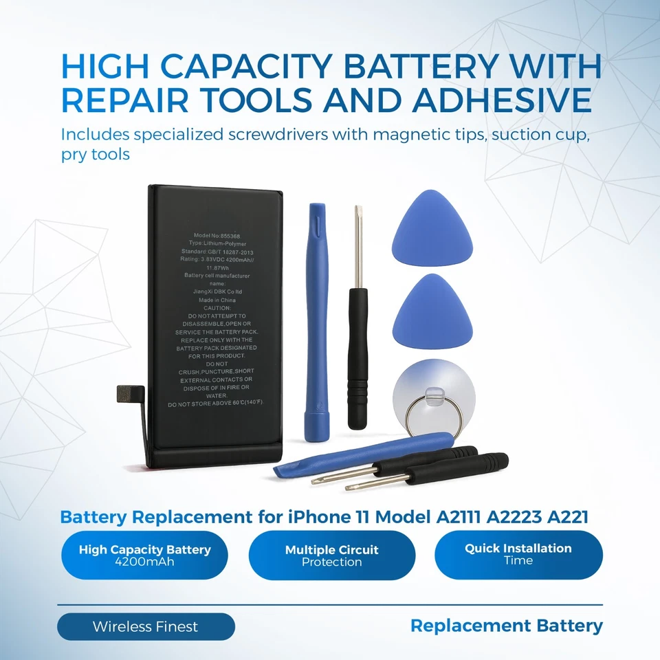 Repuesto Batería para iPhone 11 A2111 A2223 A221 Reparación Pieza Corrección Potencia Muerta Foto 2 de 4