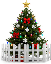 Wooden Christmas Tree Fence - Pet Safe Picket Garden Border Decoration 120cm