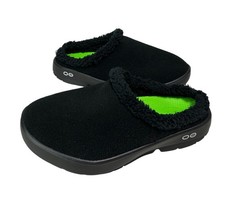 NEW Oofos Oocoozie Sherpa Mule Slipper Recovery Comfort Black Mens Size 10.5