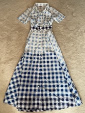 (NWT $375) Staud Millie Belted Blue and White Gingham Maxi Dress Sz 4