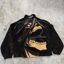 Chaqueta polar YoungLA para hombre grande negra Attack on Titan Eren cremallera completa Sherpa