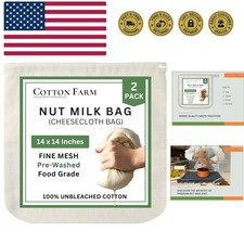 Cotton Farm Nut Milk Bag  Cheese Cloth Bag Ultra Dense, XL 14  14 Inch, 100...