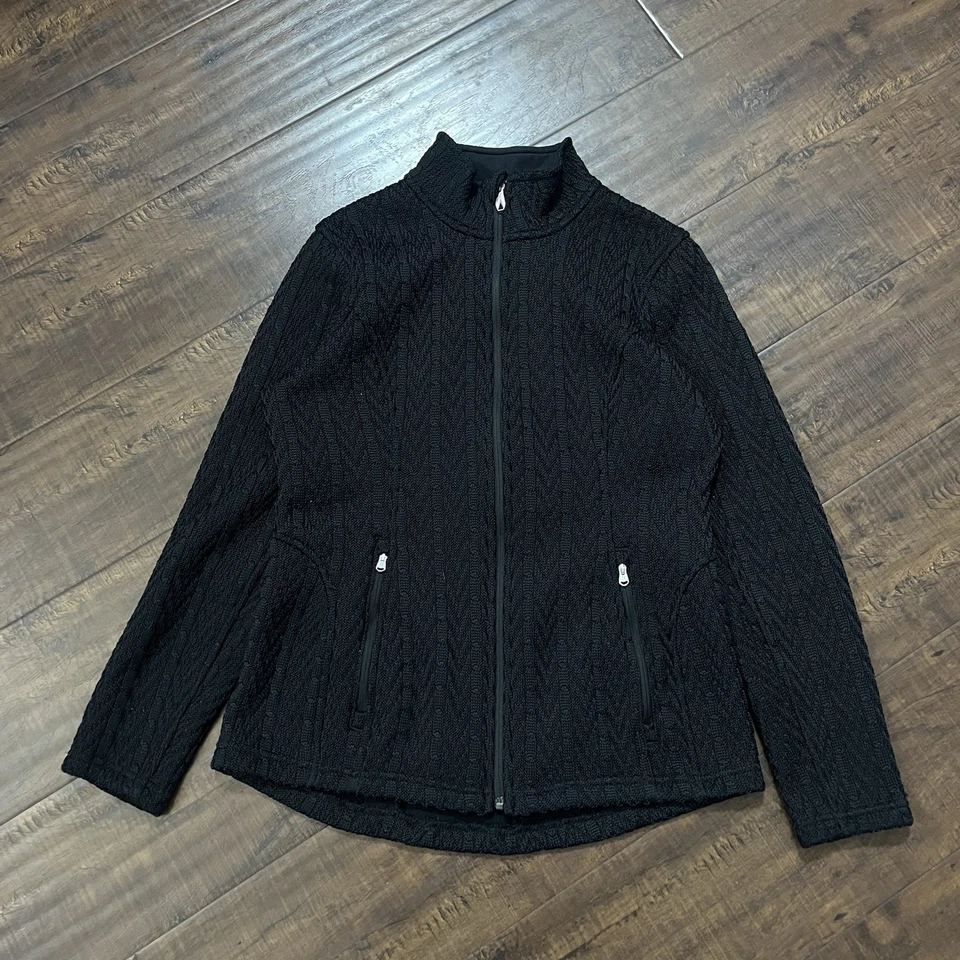 Spyder Women's L Black Major Cable Stryke Jacket Full Zip Up Windbreaker Fleece - Image 2 of 4