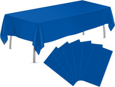 Royal Blue 6 Pack Plastic Table Cloth 54" x 108", Disposable Tablecloths Rectang