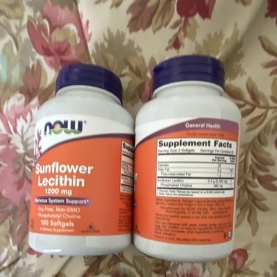 NOW Sunflower Lecithin 1200mg Soy Free Non-GMO 100 Softgels