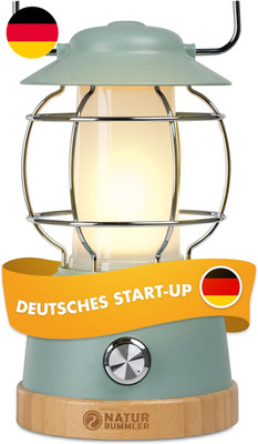 NATURBUMMLER Campinglampe Aufladbar Mit Powerbank [LUX Secure+] IPX4 Wasserdicht