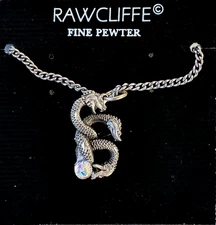 Rawcliffe Fine Pewter Necklace: 3- Headed Intertwined Snakes with Magical Globe
