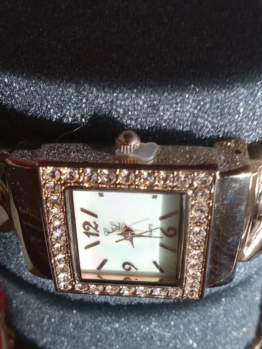 Colleen Lopez Gold-Tone Coil Wrap Watch with Rhinestone Bezel and White Dial Colleen Lopez Wristwatches for sale | eBay main image 4