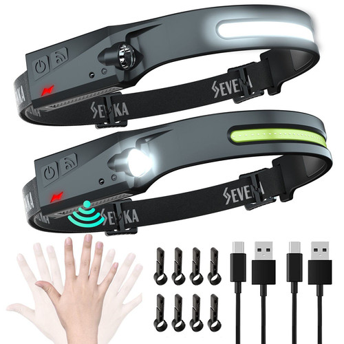 2 Rechargeable Headlamps, Bright LED Headlamp Flashlight, 1000 Lumen 230° Wid...