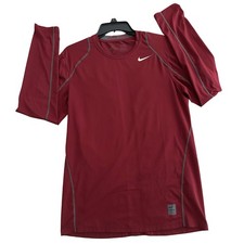 Nike Pro Dri-FIT Mens M Long Sleeve Fitted Maroon Compression Shirt 703100-677