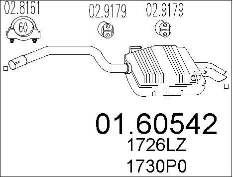 Silencieux arrière Peugeot 807 2.2 HDi pot echappement Citroen C8