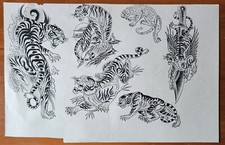 ORIGINAL 1980s HAND DRAWN, Vintage Traditional Tattoo Flash Production Sheet 22