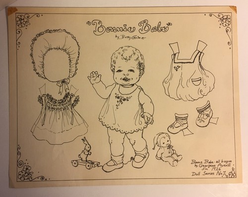 3 fogli ~ Bambole di carta! 1926 Bonnie Babe anni 70 Kate Greenaway & McHenry Museum - Foto 4 di 7