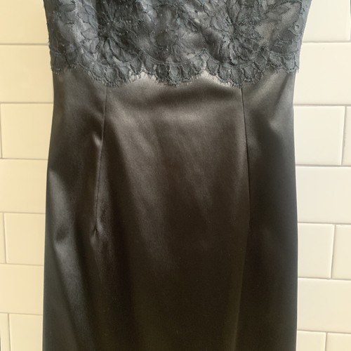 Dolce & Gabbana Black Slip Dress Stretch Satin Eyelash Lace 40/6 - Picture 3 of 13