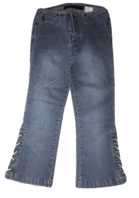 Mudd Yo! Vintage Crop Capri Lace Up Corded Sides Low Rise Denim Jeans Size 