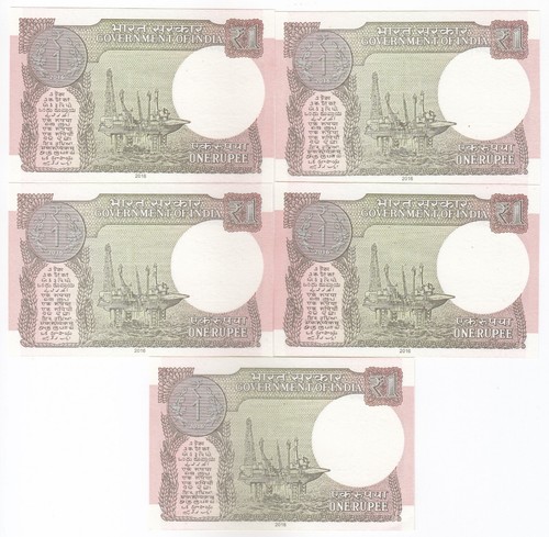 INDIA, 1 RUPEE 2016/2017, P108, LOT 5 PCS, IN CONSECUTIVE SERIAL, UNC - Picture 2 of 2