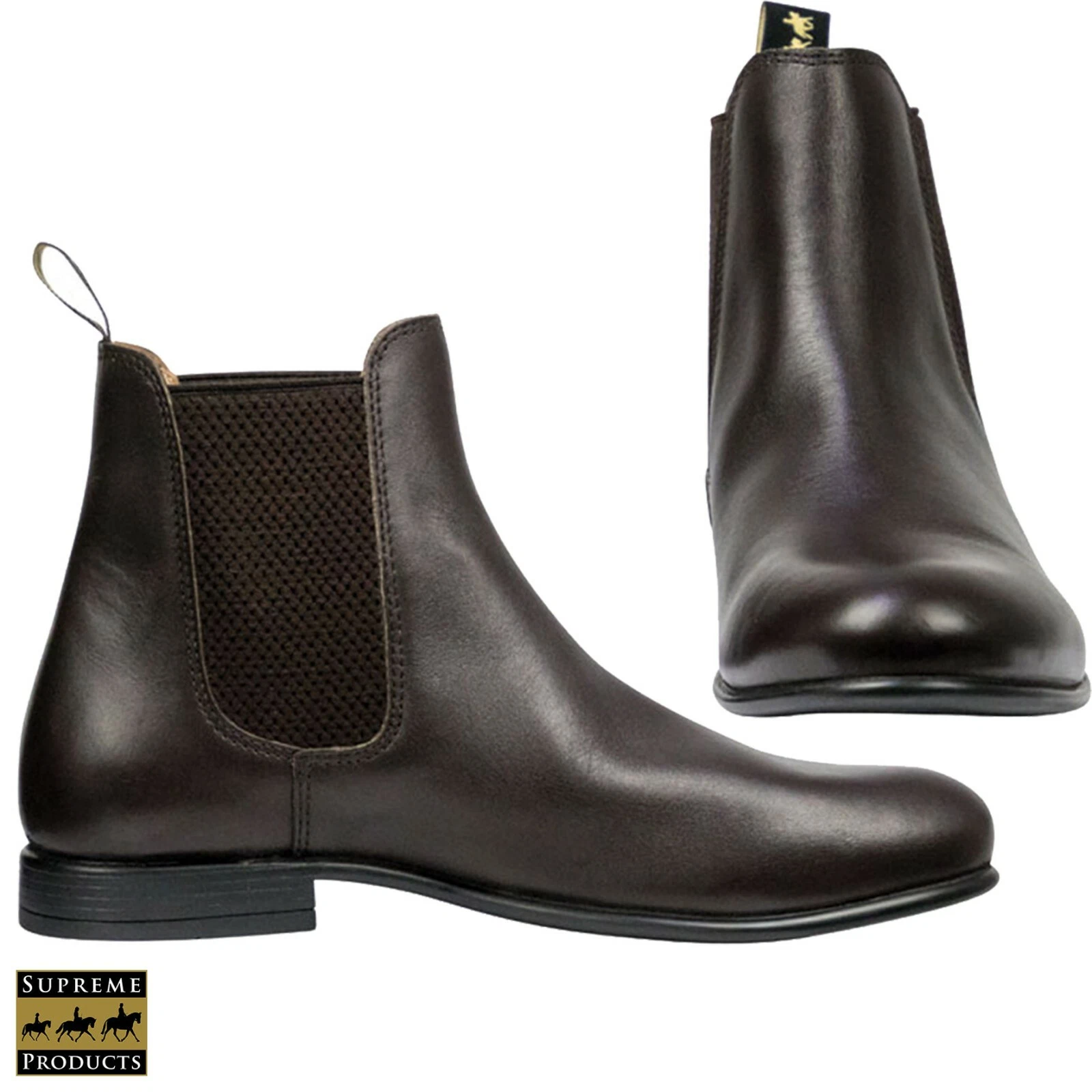 Bottes Supreme Products Show Ring Jodhpur MARRON taille 3 à 9 cuir pleine fleur